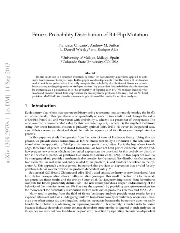 (PDF) Fitness Probability Distribution of Bit-Flip Mutation