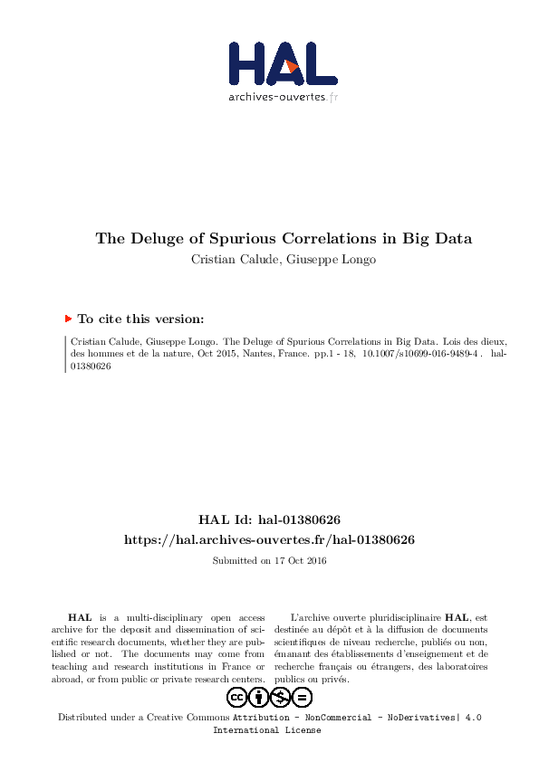 (PDF) The Deluge of Spurious Correlations in Big Data