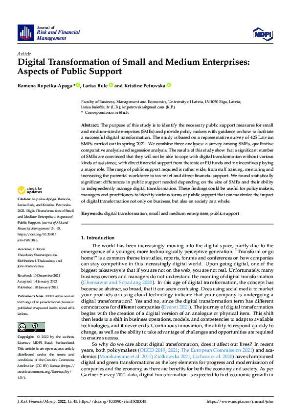 (PDF) Digital Transformation of Small and Medium Enterprises: Aspects ...