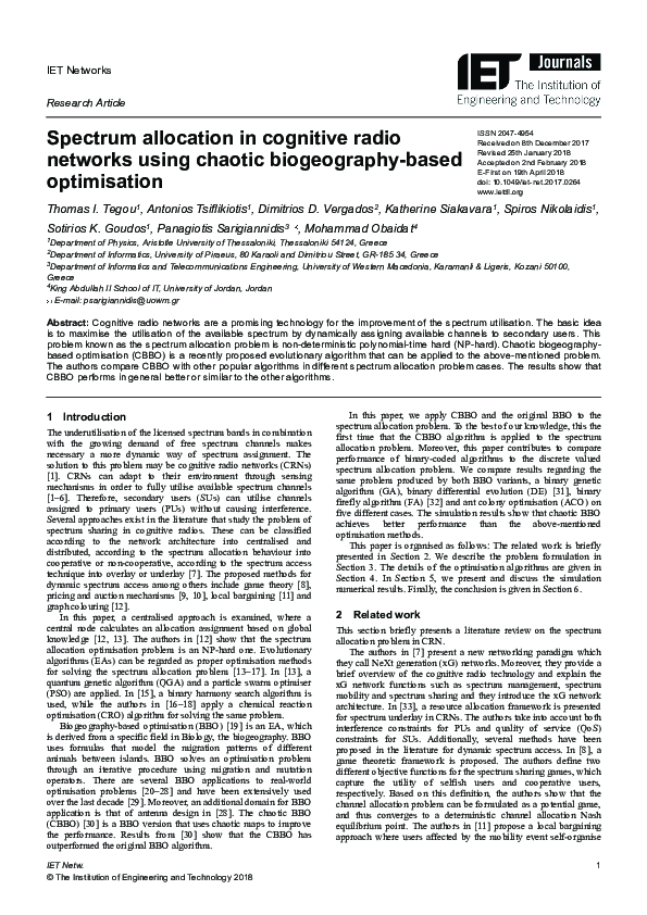 (PDF) Spectrum Allocation in Cognitive Radio Networks Using ...