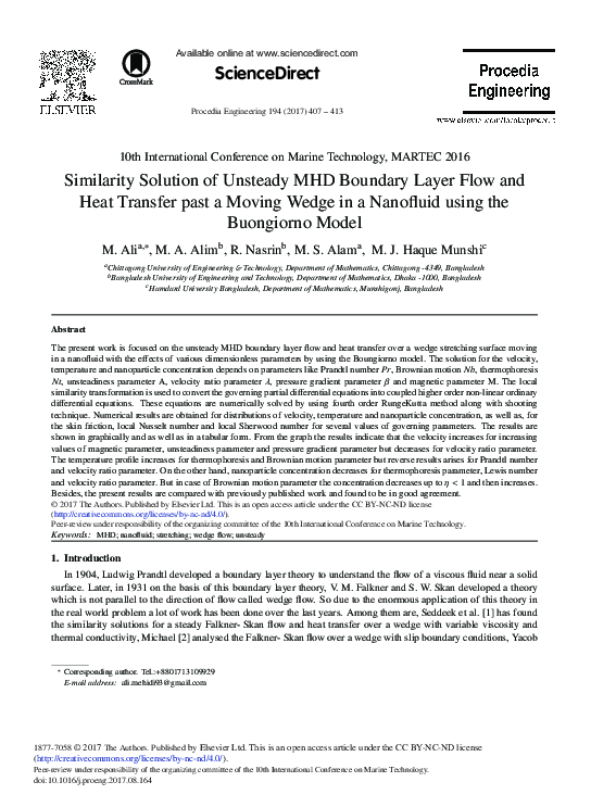 (PDF) Similarity Solution of Unsteady MHD Boundary Layer Flow and Heat ...