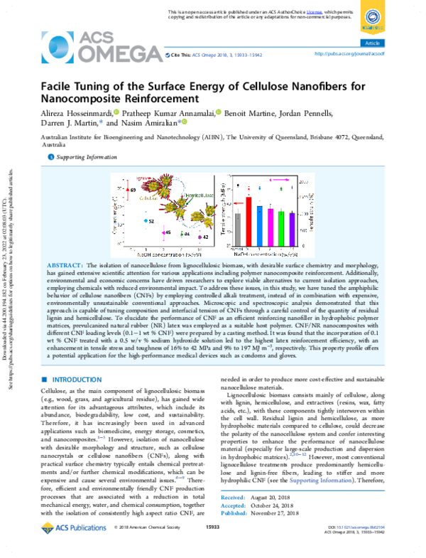 (PDF) Facile Tuning of the Surface Energy of Cellulose Nanofibers for ...