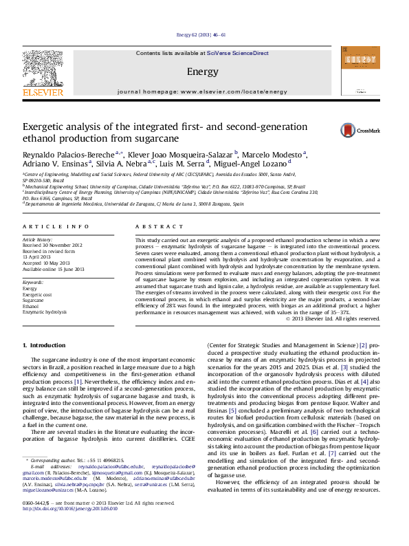 (PDF) Exergetic analysis of the integrated first- and second-generation ...