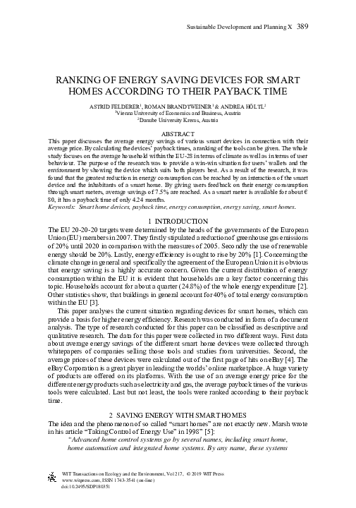 (PDF) User activity recognition for energy saving in smart homes