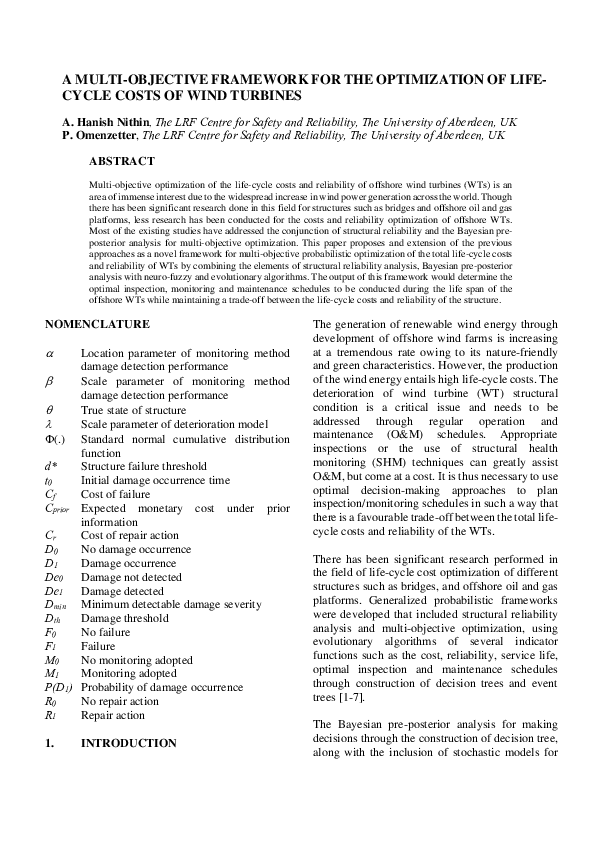 (PDF) A multi-objective framework for the optimisation of life-cycle ...
