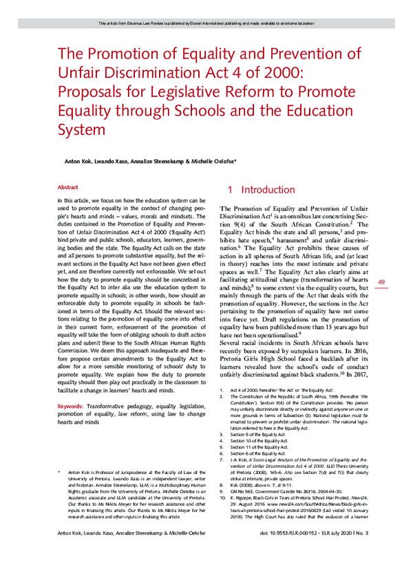 (PDF) The Promotion of Equality and Prevention of Unfair Discrimination ...