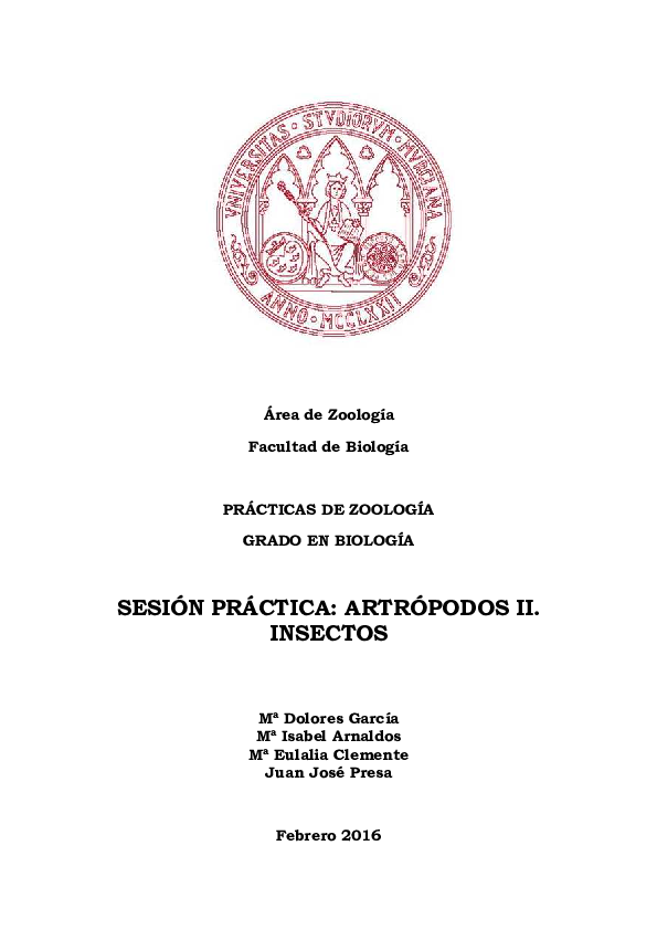 (PDF) Sesión Práctica: Artrópodos II. Insectos