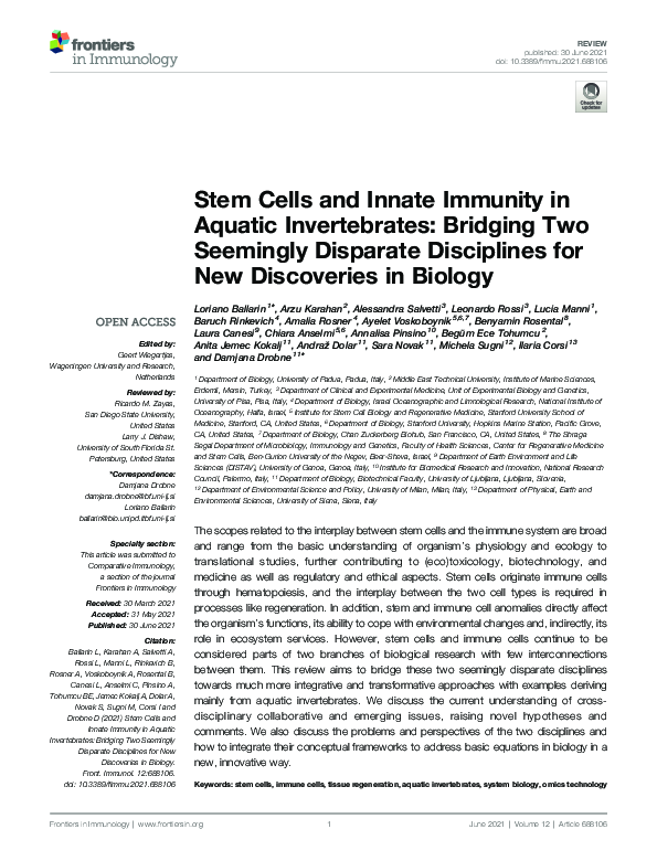 (PDF) Stem Cells and Innate Immunity in Aquatic Invertebrates: Bridging ...