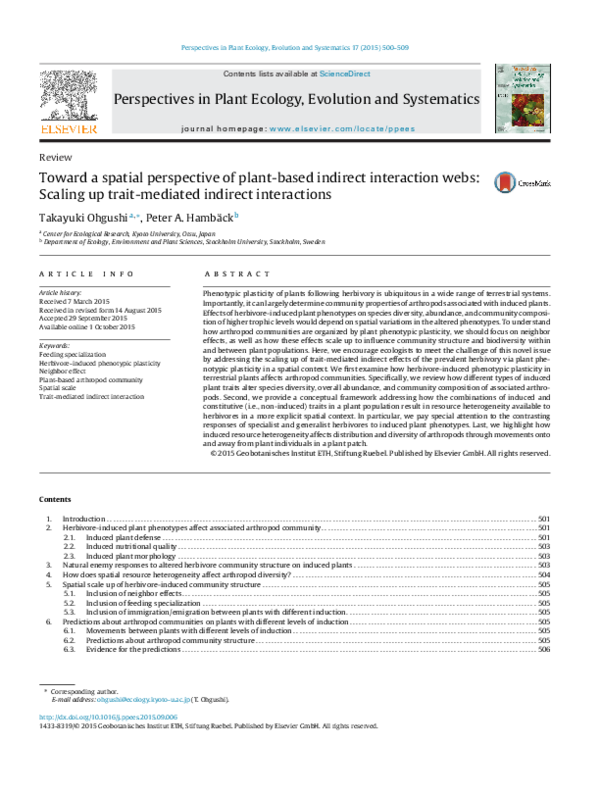 (PDF) Towards a spatial perspective of plant-based indirect interaction ...
