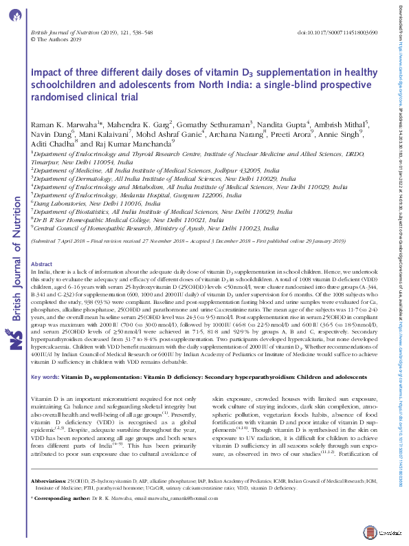 (PDF) Impact of three different daily doses of vitamin D3 ...