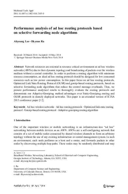 (PDF) Performance Analysis of Ad Hoc Routing Protocols in City Scenario ...