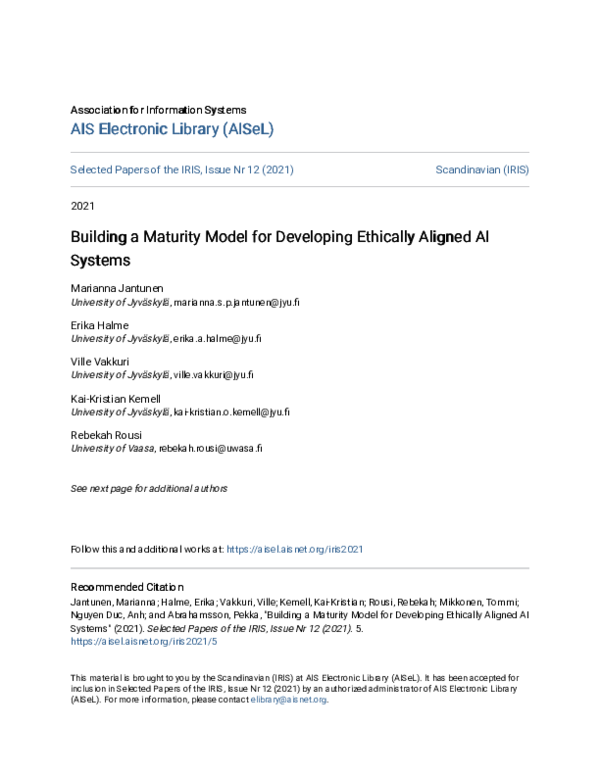 (PDF) Building a Maturity Model for Developing Ethically Aligned AI Systems