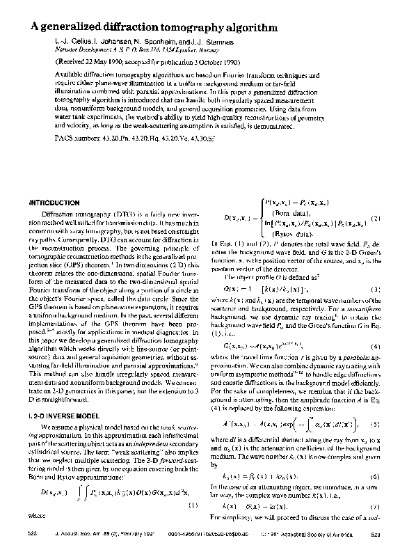 (PDF) A generalized diffraction tomography algorithm