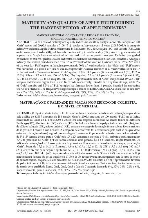 (PDF) Maturity and Quality of Apple Fruit Durinig the Harvest Period at ...