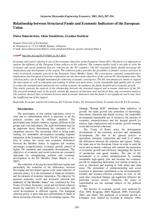 (PDF) Relationship between Structural Funds and Economic Indicators of ...