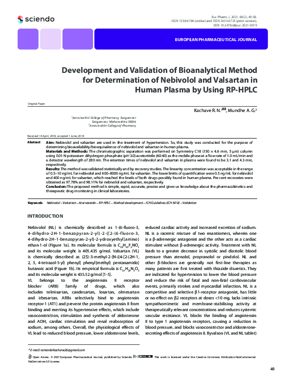 (PDF) Development and Validation of Bioanalytical Method for ...