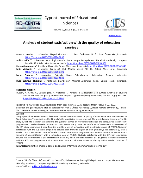 (PDF) Analysis of student satisfaction with the quality of education ...