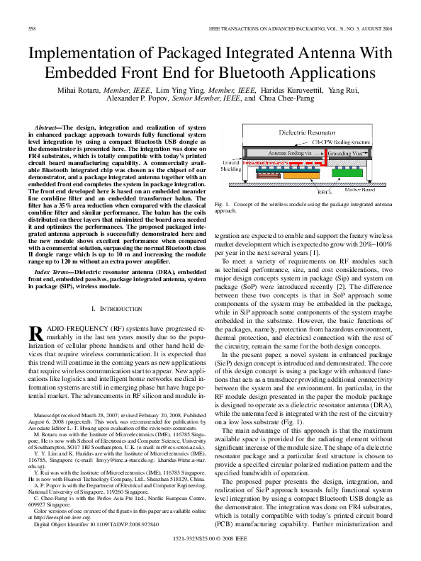 (PDF) Implementation of Packaged Integrated Antenna With Embedded Front ...