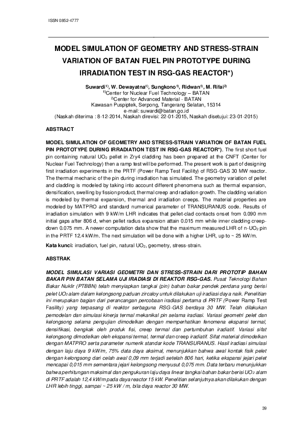 (PDF) Model Simulation of Geometry and Stress-Strain Variation of Batan ...