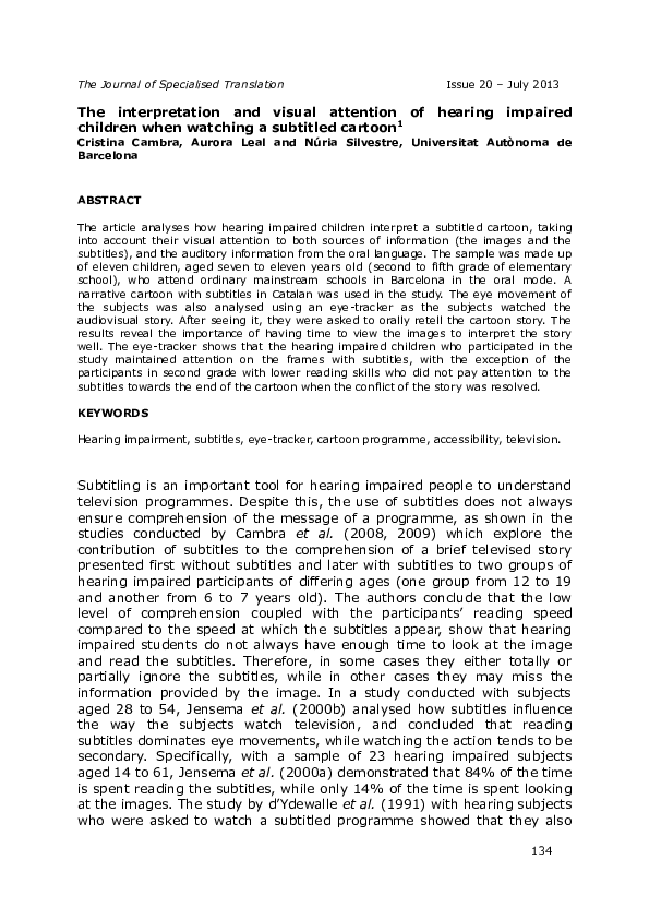 (PDF) The interpretation and visual attention of hearing impaired ...