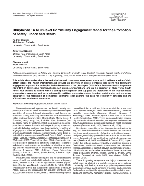 (PDF) Ukuphepha: A Multi-level Community Engagement Model for the ...