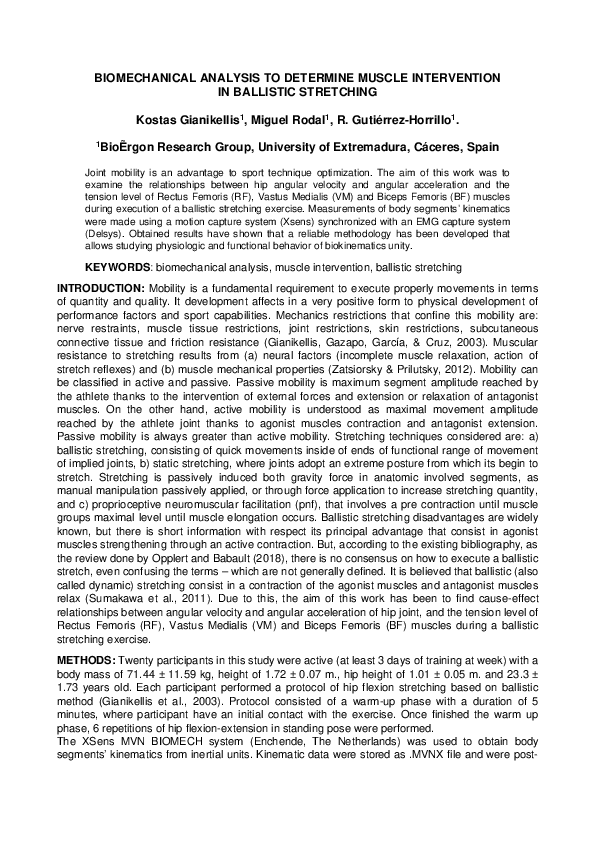 (PDF) Biomechanical Analysis to Determine Muscle Intervention
