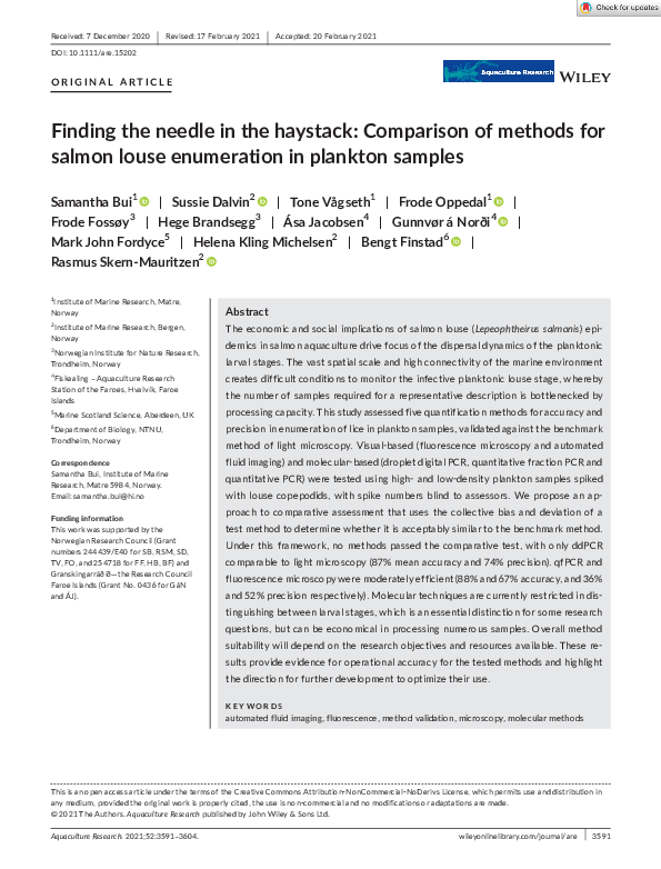 (PDF) Finding the needle in the haystack: Comparison of methods for ...