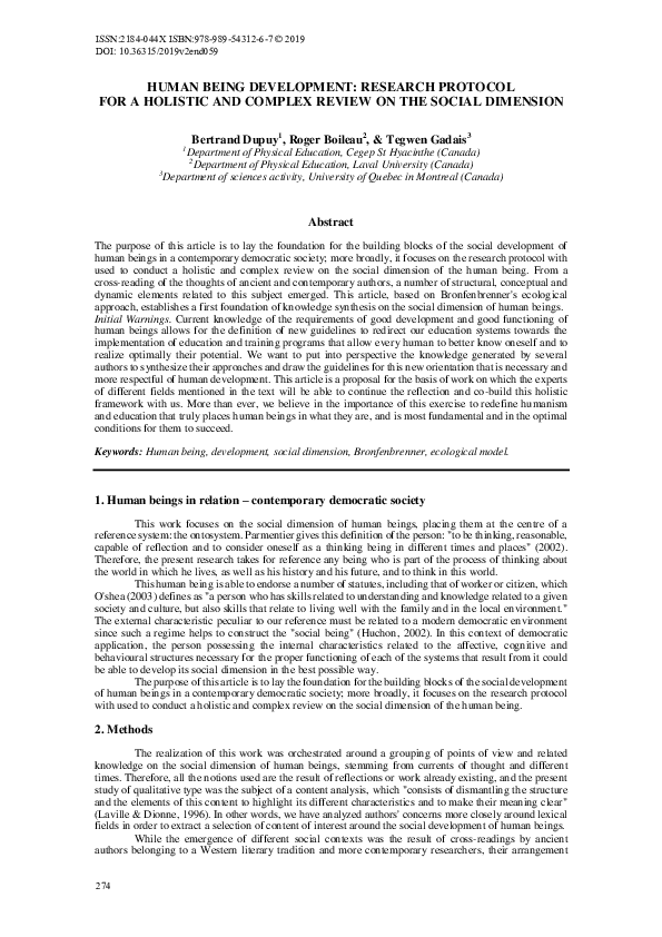 (PDF) Human Being Development: Research Protocol for a Holistic and ...