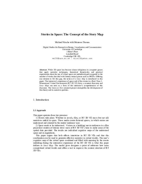 (PDF) Stories in Space: The Concept of the Story Map