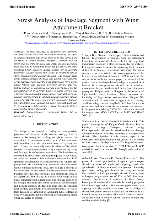 (PDF) Stress Analysis of Fuselage Segment with Wing Attachment Bracket