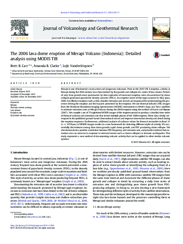 (PDF) The 2006 lava dome eruption of Merapi Volcano (Indonesia ...