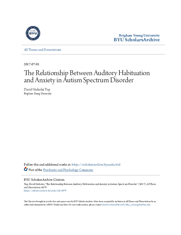 (PDF) The Relationship Between Auditory Habituation and Anxiety in ...