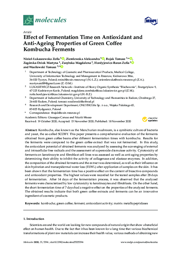 (PDF) Effect of Fermentation Time on Antioxidant and Anti-Ageing ...