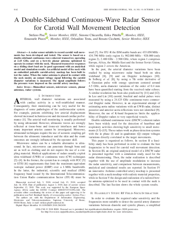 (PDF) A Double-Sideband Continuous-Wave Radar Sensor for Carotid Wall ...
