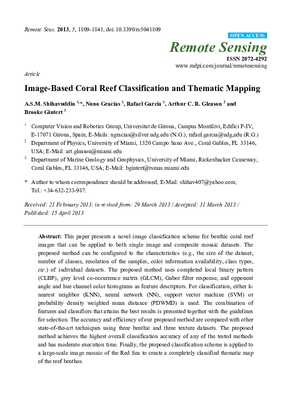 (PDF) Image-Based Coral Reef Classification and Thematic Mapping
