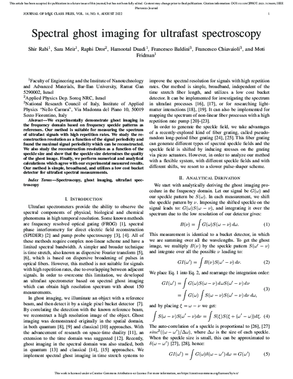 (PDF) Spectral ghost imaging for ultrafast spectroscopy | moti fridman ...