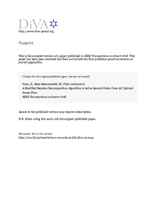 (PDF) A Modified Benders Decomposition Algorithm to Solve Second-Order ...