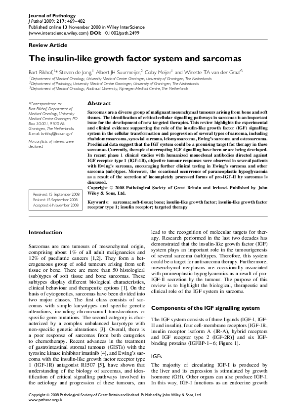 (PDF) The insulin-like growth factor system and sarcomas | Steven Jong ...