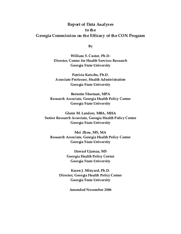 (PDF) Report of Data Analyses to the Georgia Commission on the Efficacy ...