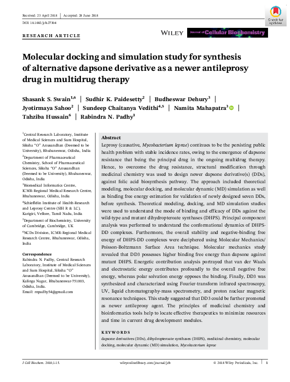 (PDF) Molecular docking and simulation study for synthesis of ...