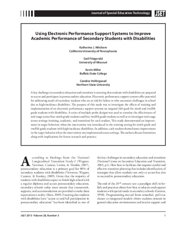 (PDF) Using Electronic Performance Support Systems to Improve Academic ...
