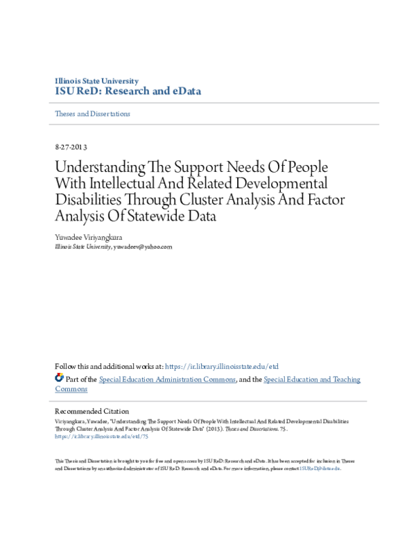 (PDF) Understanding The Support Needs Of People With Intellectual And ...