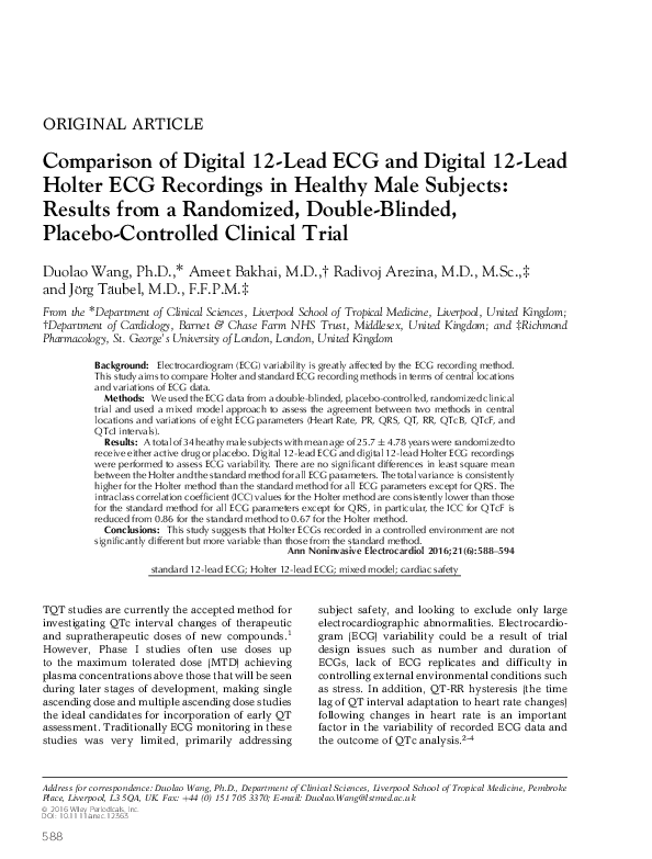 (PDF) Comparison of Digital 12-Lead ECG and Digital 12-Lead Holter ECG ...
