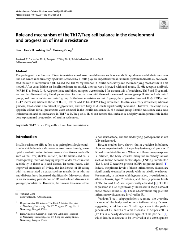(PDF) Metabolic control of TH17 and induced Treg cell balance by an ...