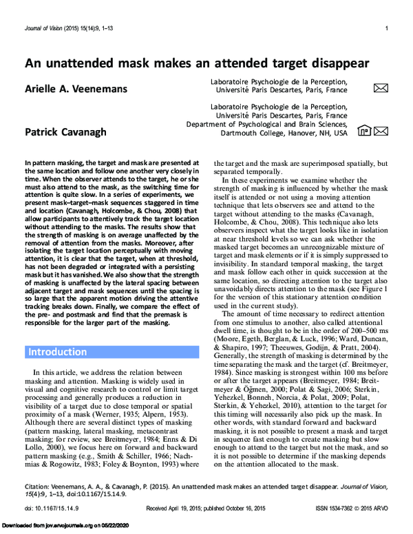 (PDF) An unattended mask makes an attended target disappear
