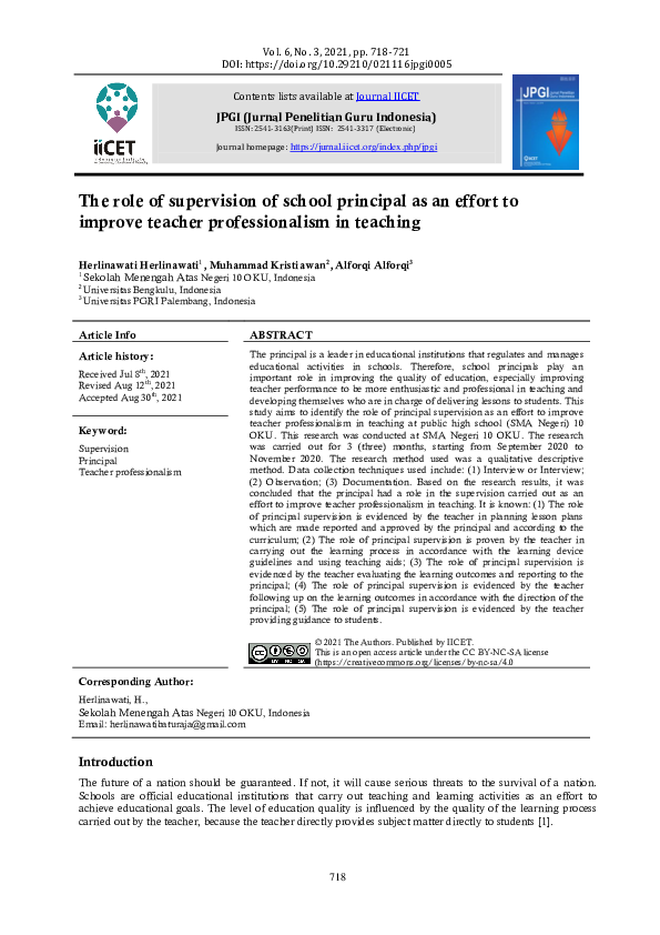 (PDF) The role of supervision of school principal as an effort to ...
