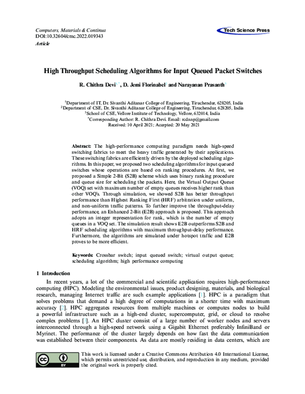 (PDF) High Throughput Scheduling Algorithms for Input Queued Packet ...