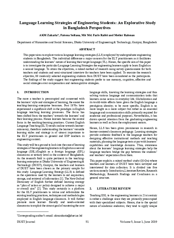(PDF) Language Learning Strategies of Engineering Students: An ...