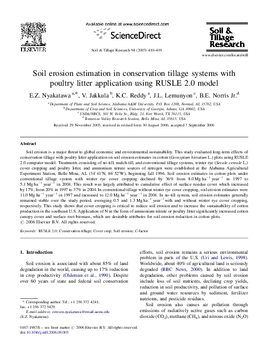 (PDF) Soil erosion estimation in conservation tillage systems with ...