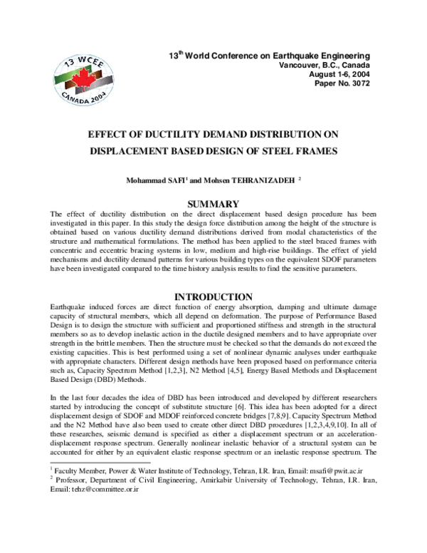 (PDF) Effect of Ductility Demand Distribution on Displacement Based ...